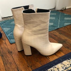 White Croc Snake Skin boots